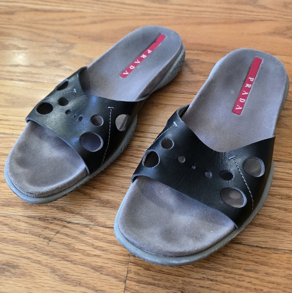 Prada Shoes - Authentic Vintage Prada Black Slide Sandals